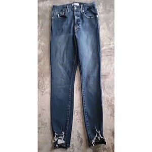 Good American Jeans Good Legs Womens 6/28 Skinny High Waist Blue Stretch Raw Hem